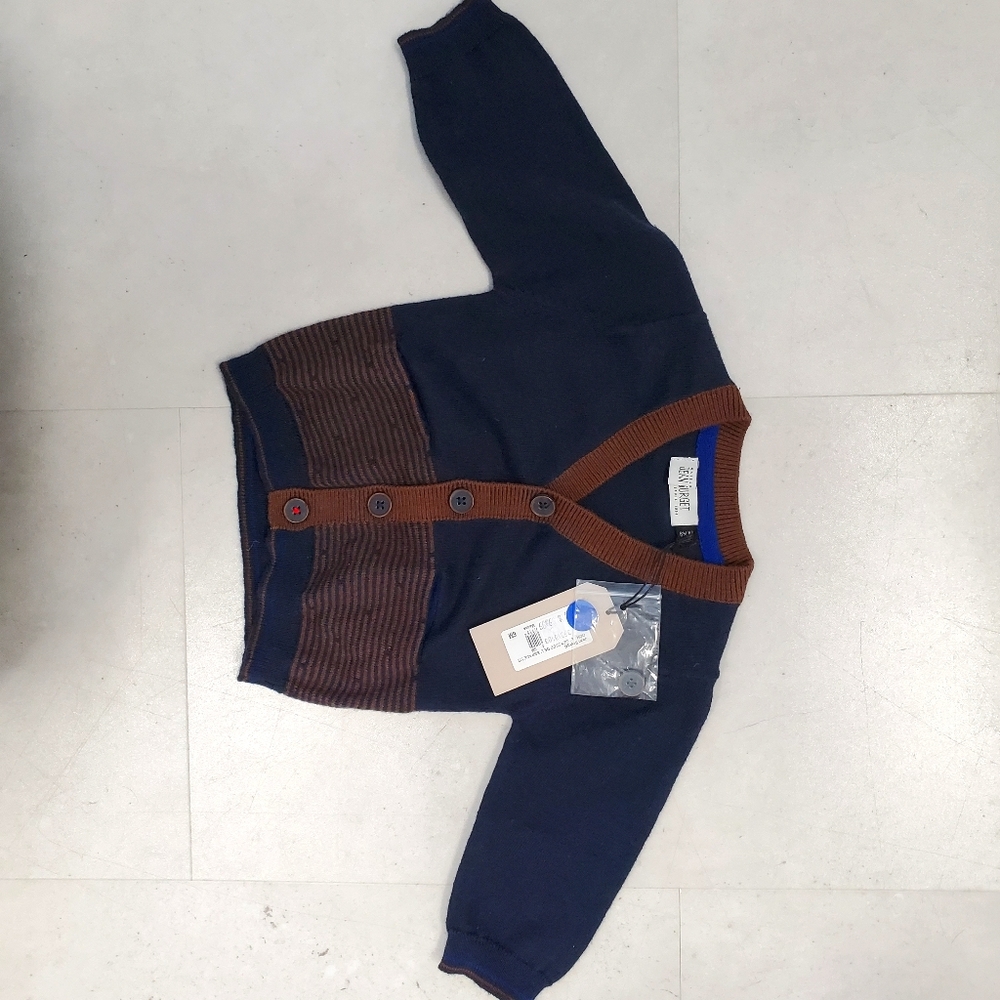 Jean Bourget size 6M navy and brown cardigan